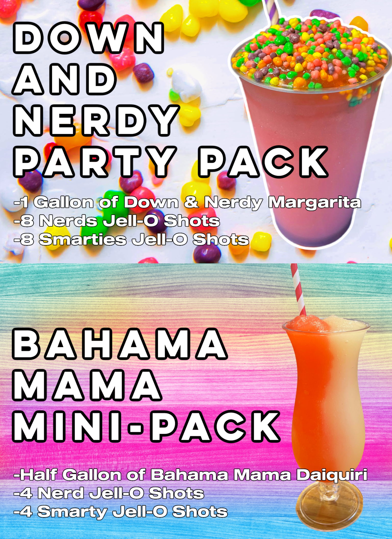 Down and Nerdy Party Pack ($46.50) & Bahama Mama Mini Party Pack ($24.99)