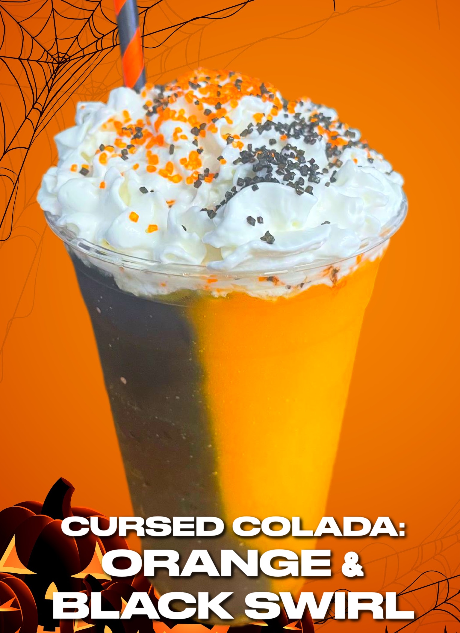 Cursed Colada: Orange & Black Swirl