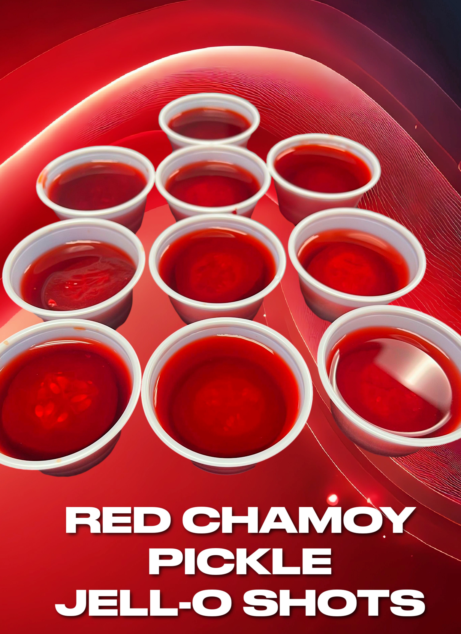 Red Chamoy Pickle Jell-O Shots